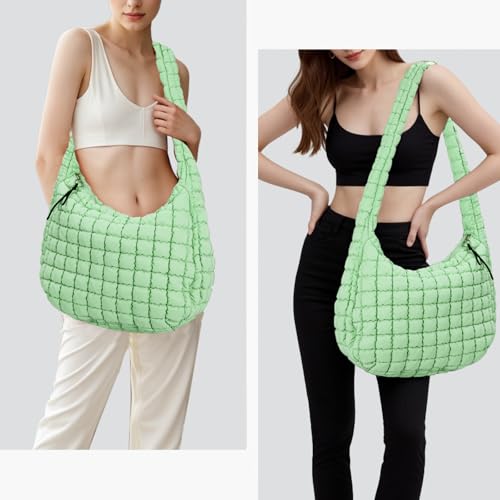 Image of GASSDA Puffer Tote Bag for Women Large Quilted Puffy Lightweight Carryall Crossbody Tote Bag for Women