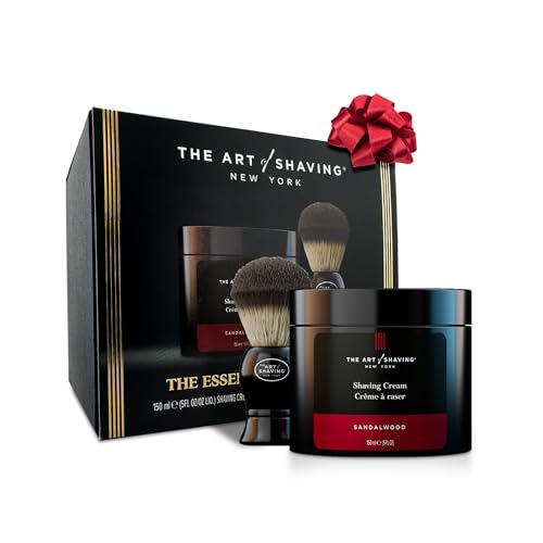 The Art of Shaving Icon Duo Kit – Sandalwood Shaving Cream (5 oz) and Shaving Brush – Prevents Shaving Burn for the Perfect Shave – Suitable for All Skin Types