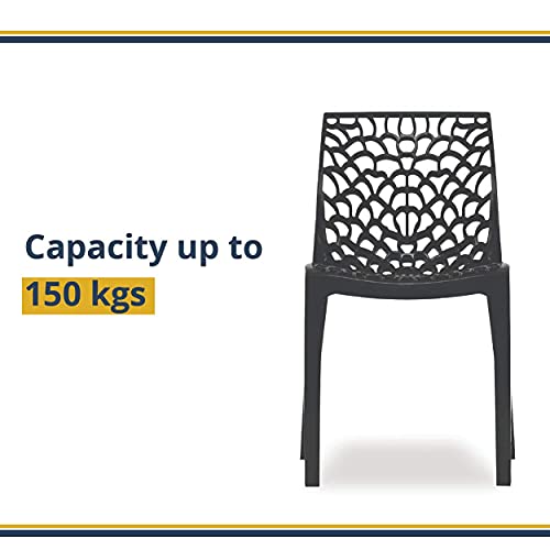 Image of activa Web Designer Plastic Chair for Home, Office and Restaurant and Cafe|Armless Chair for Dining Room| Heavy Duty Outdoor Plastic Chair | Designer Balcony Chair (Black, Set of 1)