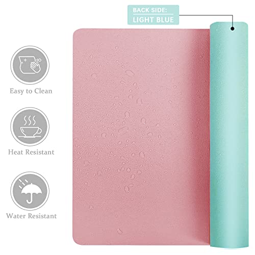 Image of Desk Mat Large Protector Pad - Multifunctional Dual-Sided Office Desk Pad,Smooth Surface Soft Mouse Pad, Waterproof Desk Mat for Desktop, Pu Leather Desk Cover for Office /Home(Pink, 36 inch x 17 inch)