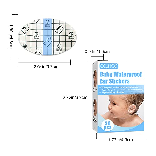 Image of 30 Pcs Baby Waterproof Ear Stickers Disposable Baby Waterproof Ear Protectors Breathable Baby Bath Ear Covers for Infants Showering