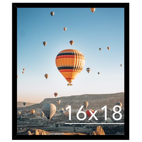 Image of JCJMY 16x18 Picture Frame Black for Poster Photo Picture, Horizontal and Vertical Formats for Wall Hanging, 16 x 18 Wall Gallery Poster Photo Frame for 16 by 18 Photos Posters, Black