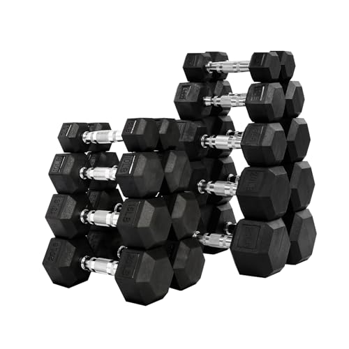 BBRUN 350 lb Rubber Hex Dumbbells