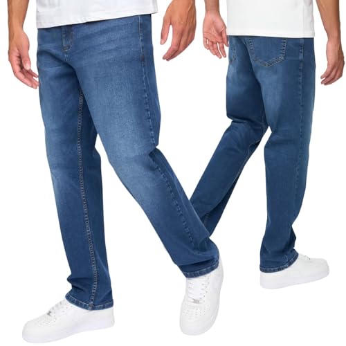 Image of Duck and Cover Men’s Relaxed Fit Jeans – Soft Stretch Denim, Zip Fly Mid Wash 40W X 34L