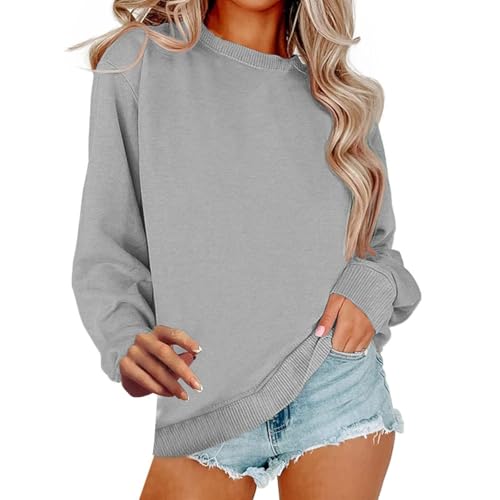 Image of Women Crew Neck Sweatshirts Fall Casual Oversized Sweat Shirts Long Sleeve Cute Preppy Sweatshirt Comfort Pullover