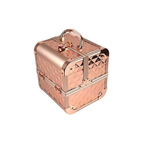 Preisvergleich Produktbild Kosmetikkoffer QXCXG Make-Up Koffer Schminkkoffer Beauty Case Koffer Classic Schminkkoffer Mehrschichtiges Aluminiumlegierungsgold