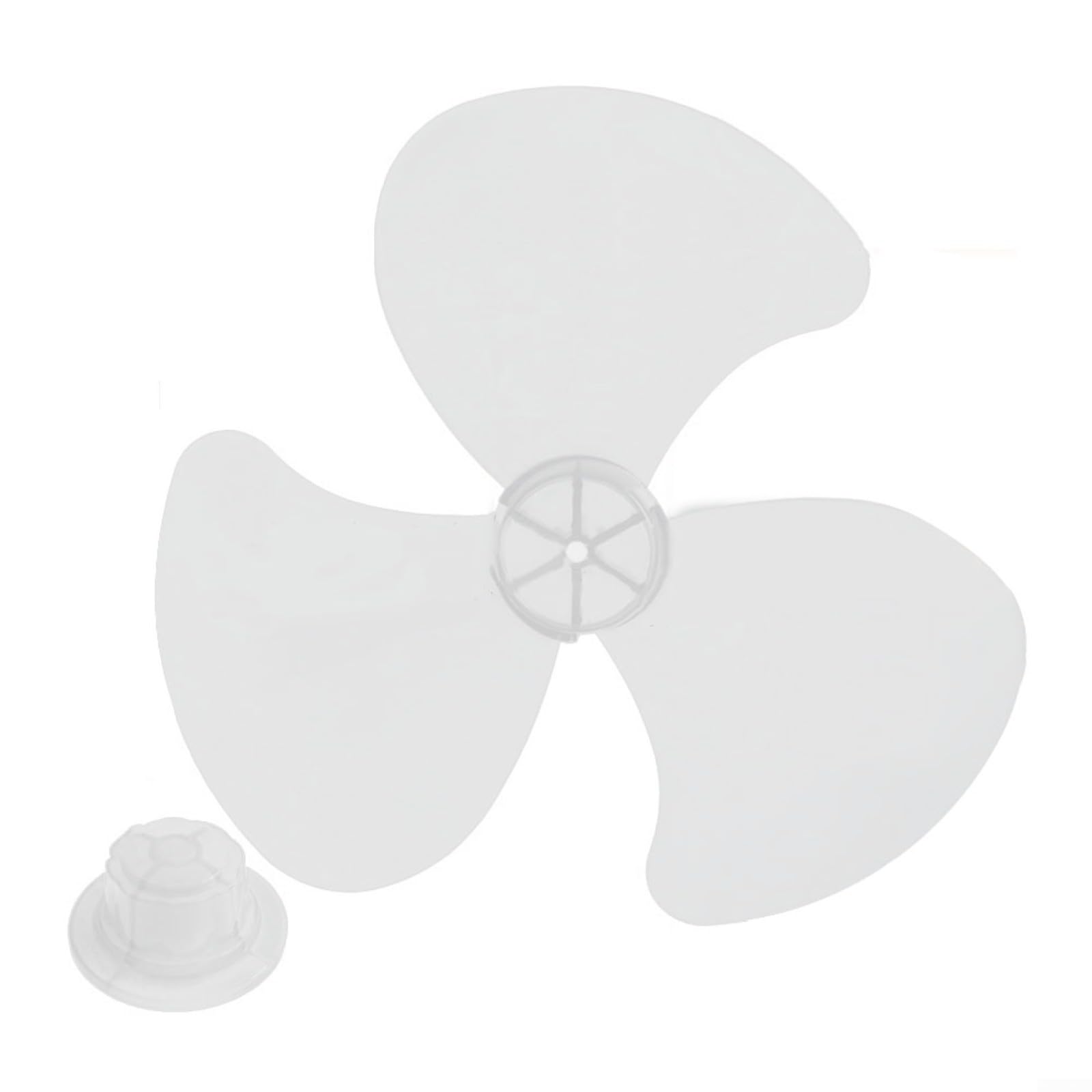EXTRWORY Replacement Parts for 16 Inch Standing Fan or Table Fan, Household Plastic Fan Three Blades with Nut Cover for Pedestal Fans, Low Noise (White)