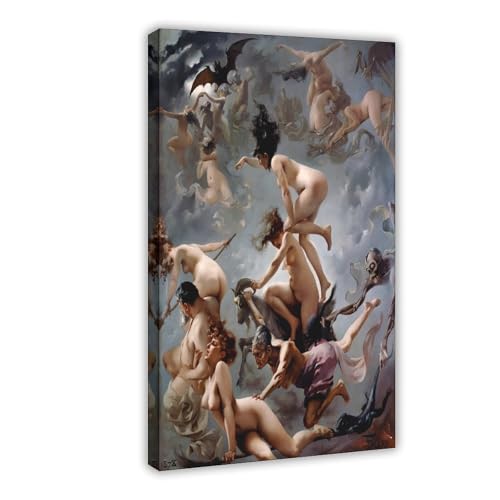 Impression sur toile Witches Going to The Sabbath affiche Falero de qualité musée