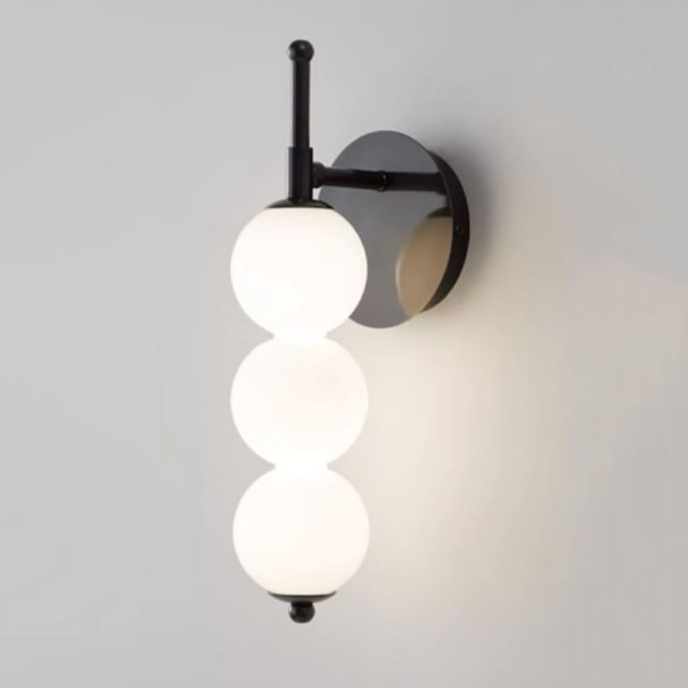 SXSCARKX Globe Wall Light LED Sconce White Glass Mount Lamp Copper Hardwired Sconces Lighting Living Room Lights Bedroom Bedside Restaurant Decor Lamps