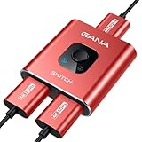 HDMI Switch 4k@60hz Splitter, GANA Aluminum Bidirectional HDMI Switcher 2 in 1 Out, Manual HDMI Hub Supports HD Compatible with Xbox PS5/4/3 Blu-Ray Player Fire Stick Roku (Red)