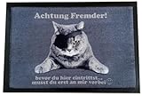 Fußmatte Tiere Eulen Katzen Hunde Blumen für Innen und Außen Home 40x60 cm wetterfest rutschfest waschbar (Piratenkatze)