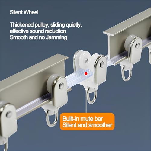 Riel de cortina flexible de aluminio blanco, sistema ajustable de pared, 3,40 m 5