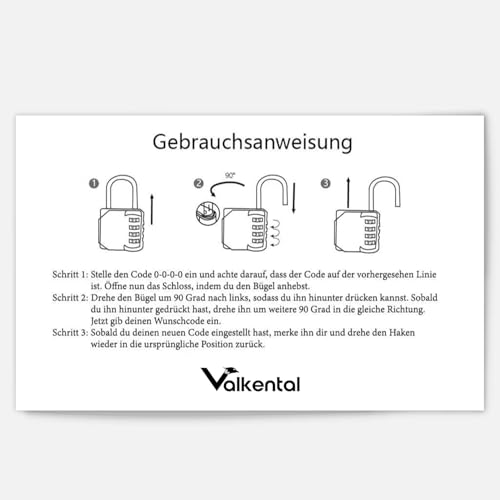 Valkental - Zahlenschloss mit 4 Ziffern | Geeignet als Vorhängeschloss & Spindschloss | Kompatibel mit ValkPro & ValkOcean | Einstellen ohne Werkzeug