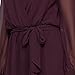 S.L. Fashions Women's Short Chiffon V-Neck Wrap Dress with Cascade Ruffle, Aubergine Long Sleeve