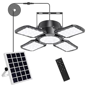 Aqonsie Solar Shed Light Outdoor Indoor, 176LED Solar Powered Motion Sensor Pendant Light Daytime Available, Solar Indoor Lights with 5 Lighting Modes & Remote for Shed Gazebo Barn Garage Home