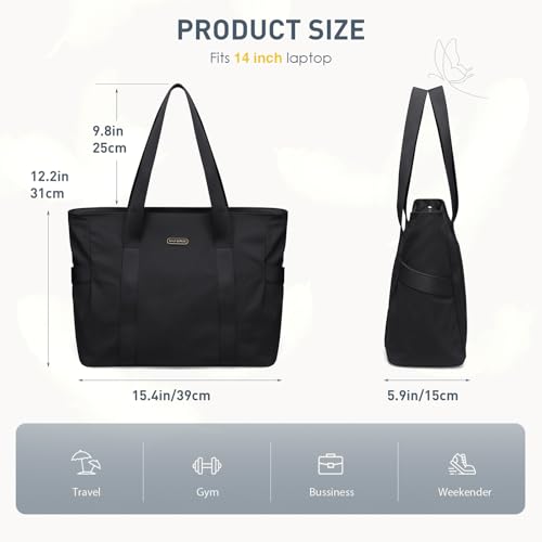Bolso Tote para mujer con cremallera negro miniatura 6