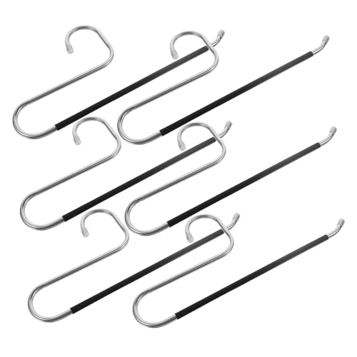 SOLUSTRE 6Pcs Multi Function Pants Hangers Space Saving Non Slip Trouser Organizer for Jeans Scarves and More for Closet Storage