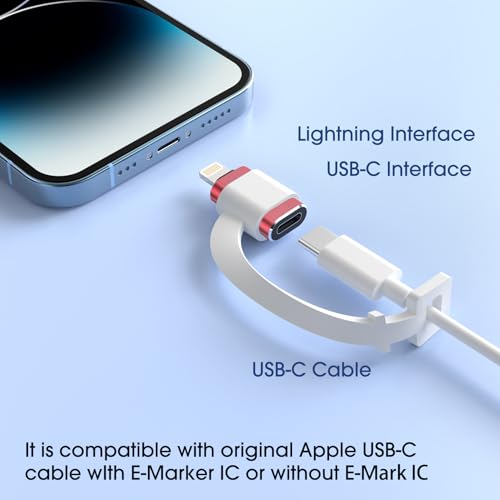TechMatte Female USB C to Male Lightning Adapter [2 Pack] Charging ONLY, Compatible for iPhone 14, 13, 12, 11 Xs 8 SE iPad iPod AirPods (Burgundy Red, 4 Pack) - Thumbnail 4