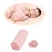 Newborn Baby Photography Props - Long Ripple Wrap Blanket and Lace Beads Headband (Pink)