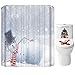 Produktbild Duschvorhang-Set für Badezimmer, Schneemann mit frechem Lächeln auf Schneefeld, Winterurlaub, Polyester-Stoff, Dekoration mit Haken und WC-Deckelaufkleber, Weihnachtsdekoration, 72 x 72 cm