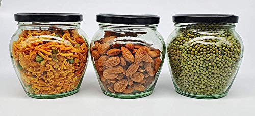 Image of PRAMUKH FASHION Glass Square Shape Transparent Glass Jars & Glass containers for kitchen Pantry, Snacks, Masala, Pickles, Dry Fruits, Coffee Beans Storage Steel See Through Lid