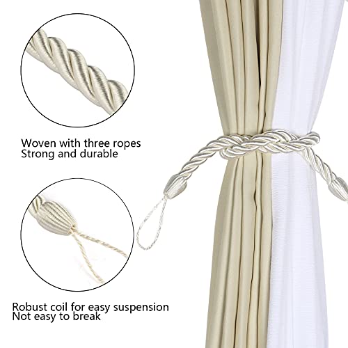 Hedonghexi Curtain Tiebacks , Outdoor Elegant Decorative Curtain Holdback,Modern Rope Window Curtain Ties Backs For Draperies With Hooks 2 Pack #TOP1