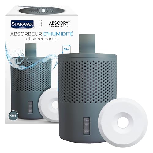 STARWAX - Absorbeur d'Humidité et Tablette Absorbante 500g - Absorbe l'Humidité et Evite les Moisissures - Gris -Anti Odeur - Sans Bruit - 1 Tablette Traite 25m² durant 3 mois
