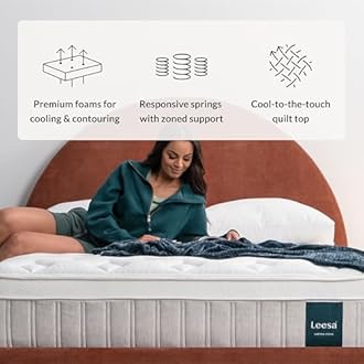 Leesa Sapira Chill Hybrid 14" Mattress, Soft, Cal King, Enhanced Cooling, CertiPUR-US Certified Foam, 120-Night Trial