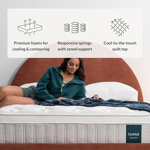 Leesa Sapira Chill Hybrid 14" Mattress, Soft, Cal King, Enhanced Cooling, CertiPUR-US Certified Foam, 120-Night Trial