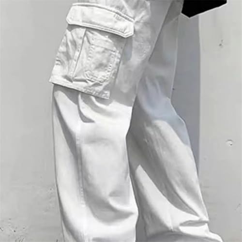 Men Cargo Pants Hip Hop Sweatpants Mid Waist Loose Multi Pocket Straight Pants3