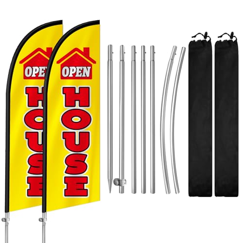 Drapeaux ouverts pour agents immobiliers Lot de 2 panneaux de 2,4m couleur jaune vif