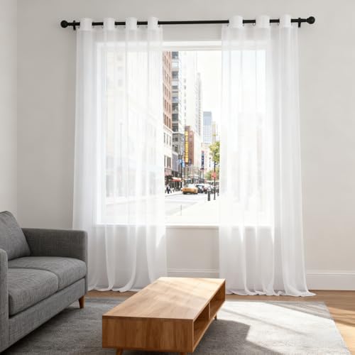 XUEQXUE Rideaux Voilages 70 x 180 cm Filtre La Lumière du Soleil, Protège L'Intimité, Transparent Lumineux Filtrer Voilages à Passe-Tringle pour Chambre...