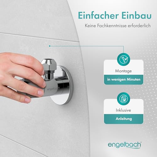 Engelbach® Universal Eckventil 1/2 Zoll selbstdichtend (2er Set) - Eckregulierventil mit Schnellverschluss - öffnet und schließt mit nur 1/4 Umdrehung - für Kalt- und Warmwasserleitungen