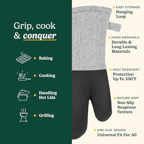 Image of Cuisinart Chambray Kitchen Oven Mitts, Heat-Resistant, 2-Pack, 7 inchx13 inch