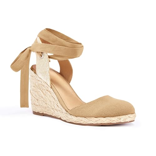 Image of Juliet Holy Womens Lace up Espadrilles Closed Toe Wedges Sandals Strappy Slingback Platform Heels