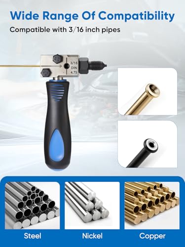 Wvoillty Doppel-Bördelwerkzeug für DIN Bremsleitungen, 4,75 mm(3/16\) Universal Bremsleitungs-Bördelgerät-Satz, Bremsleitung Reparatursatz für Kupfer, Nickel und Stahlrohre,Kompatibel mit Autos, LKWs
