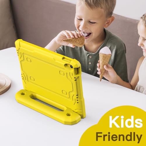 Image of JETech Kids Cover Case for iPad (A16) 11th /10th Generation (2025 /2022) with Built-in Screen Protector, Shockproof Full-Body Handle Stand Tablet Protective Cover (Yellow)