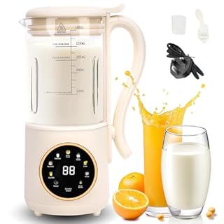 47oz (1400ml) Automatic Soy Milk Maker, 9 in 1 Nut Milk Maker, with Self-Cleaning,16 Blades Makes Almond Milk, Oat Milk, Plant Milk, Juice with Steel Blades LED Display for Home