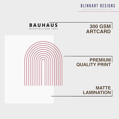 Image of BLINKART Vintage Bauhaus Retro Geometric Aesthetic Poster Gallery | Colorful Wrap Framed For Home Office Studio Living Room Modern Art Studio Decoration Abstract Shapes | (d71) | 13x10 Inch