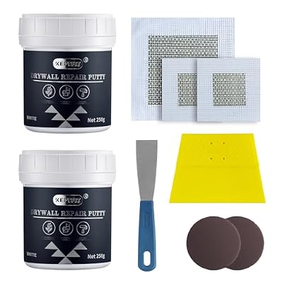 Drywall Repair Kit, Quick & Easy Wall Hole Patch Kit with 8 oz White Repair Putty, Scraper, and Sanding Pad for Fixing Holes & Cracks, 2 Pack