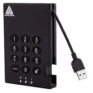 Apricorn Aegis Padlock 500 GB USB 3.0 256-bit AES XTS Hardware Encrypted Portable External Hard Drive (A25-3PL256-500)