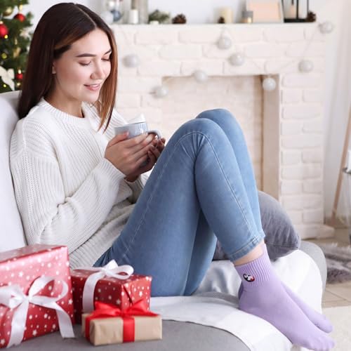 Image of Eurzom 10 Pairs Socks Womens Crew Elastic Ankle Length Cotton Socks Aesthetic Cute Lightweight Low Cut Gifts for Women