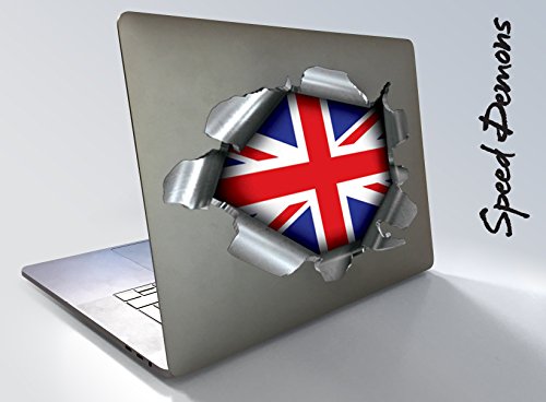 Extra Large Speed Demons Pride Burst RIP Torn Tear Sticker Graphic SELF Adhesive for Any Surface Including LAPTOPS and Cars - Union Jack Flag - Automotive Grade Material NO Damage to Paint