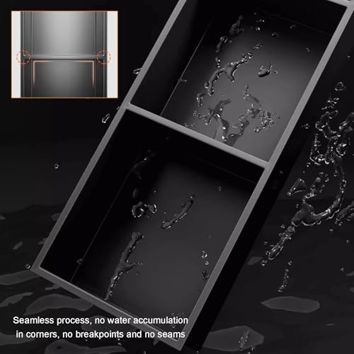 Douche en acier inoxydable anti rouille étagères intégrées noires - 5