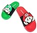 Super Mario Nintendo Sandals, Mario and Luigi Mismatch Slide Sandal,Boys Size 3 to 4 (3-4) Red Green