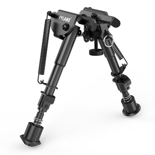 Fyland Rifle Bipod - 6-9 Inch Adjustable Height, Tactical Bipod with Quick Deploy Spring Legs, Durable Folding Bipod for Shooting Hunting