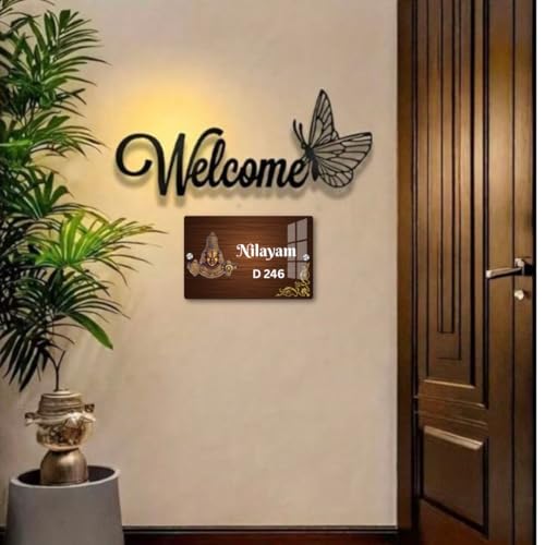 Image of Royal Personalized Door Name Plate for Home Entrance 12x8 inch - Ideal for Home, Office, and Outdoor Entrances || Door name plates - Perfect as a Gift (Rectangle E)