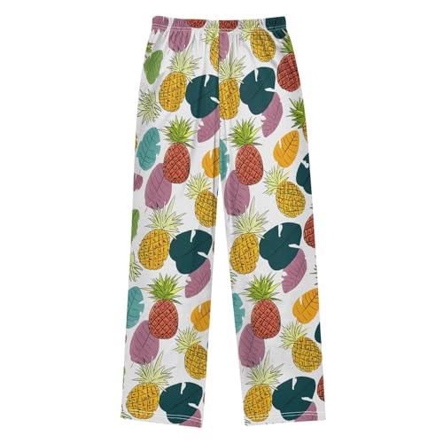 ALAZA Colorful Pineapple Palm Leaf Pajama Lounge Pants Long Sleep Pajama Bottoms with Pockets2