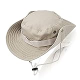 Taeku Buschhut Herren Damen Mesh Bucket Boonie Hat Breite Krempe Sonnenhut mit Kinnband Fischermütze Outdoor Angelhut (Beige)