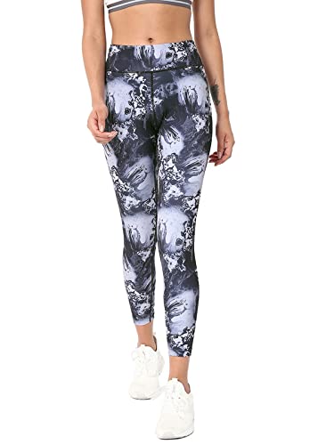 Image of CULT High Waist Running Tights with Side Pocket | Geometric Print | Breathable | Moisture-Wicking | Curved Hem